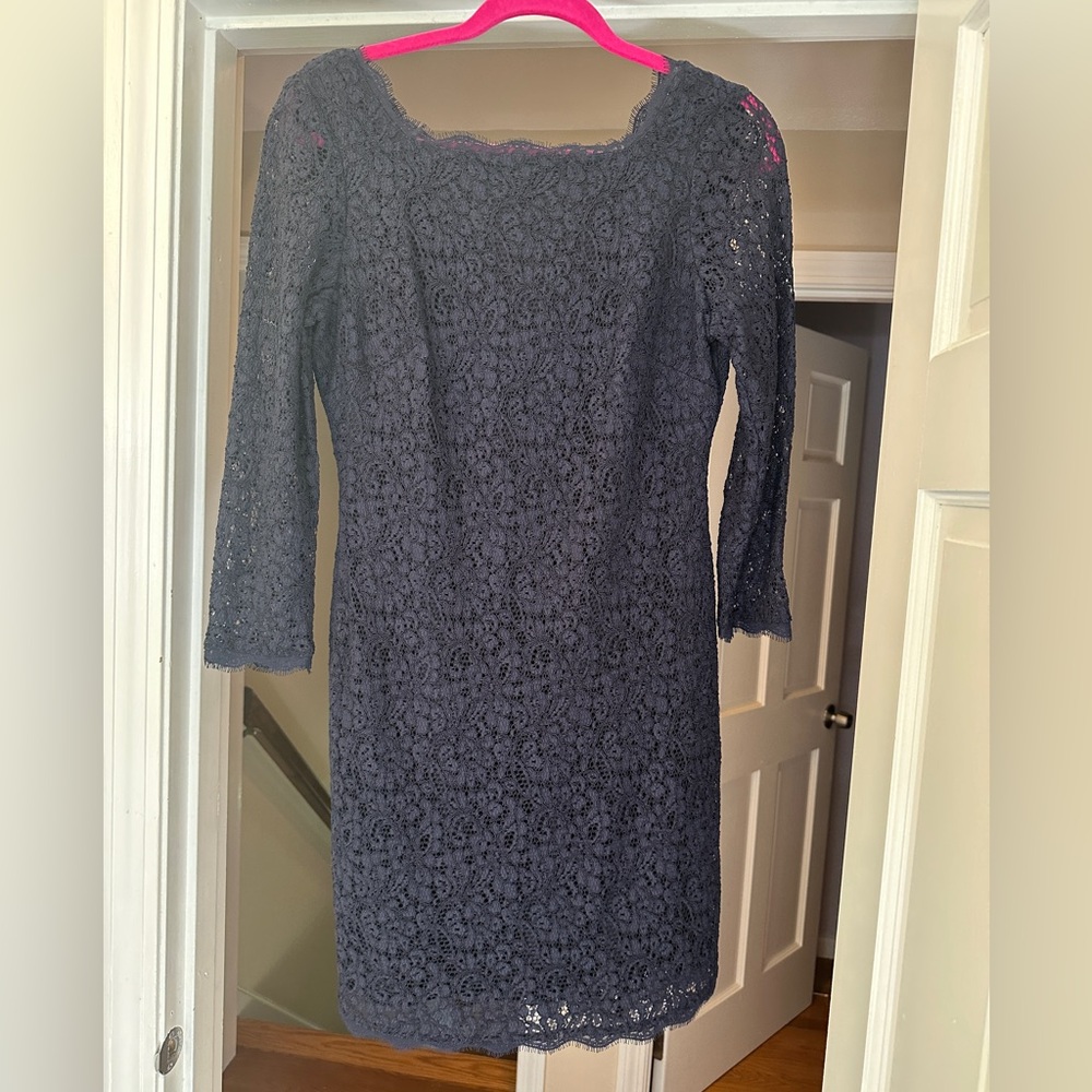 Navy Blue Lace sleeved cocktail dress